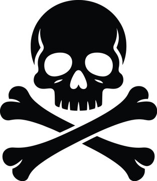 Crossbones skull icon death symbol flat vector illustration for apps games danger warning design