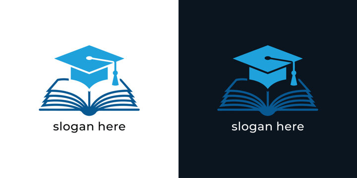 Education logo with graduation cap and open book learning concept.
