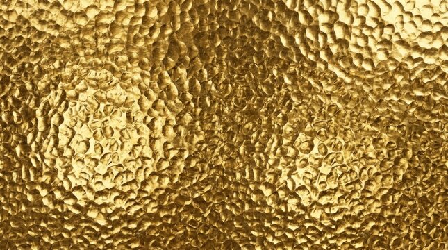 A close-up image showcases a textured, golden surface with a highly detailed, undulating pattern. The surface appears to be metallic, resembling hammered gold or a similar precious metal.