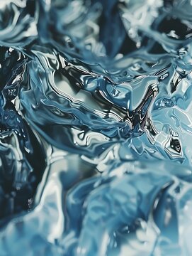 Abstract Metallic Blue Fluid Waves