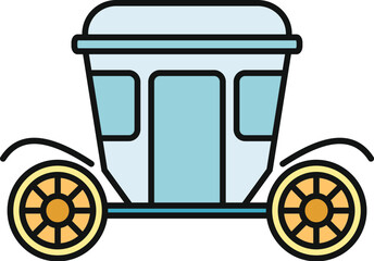 Fototapeta premium Horse drawn carriage icon representing vintage royal mode of transport