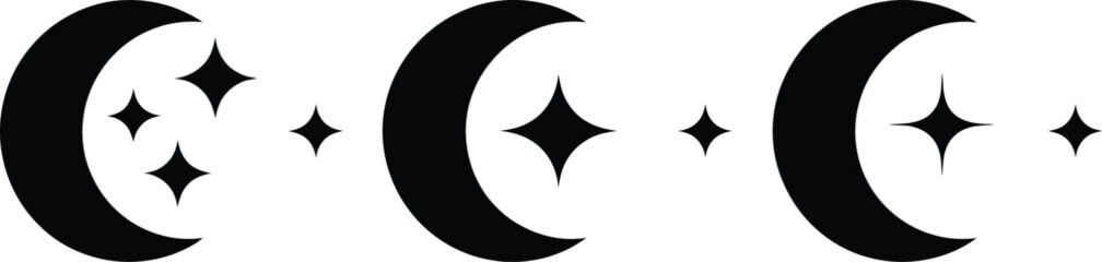 Half moon icon outline filled symbol sign night crescent vector illustration design isolated © MDMILON 2