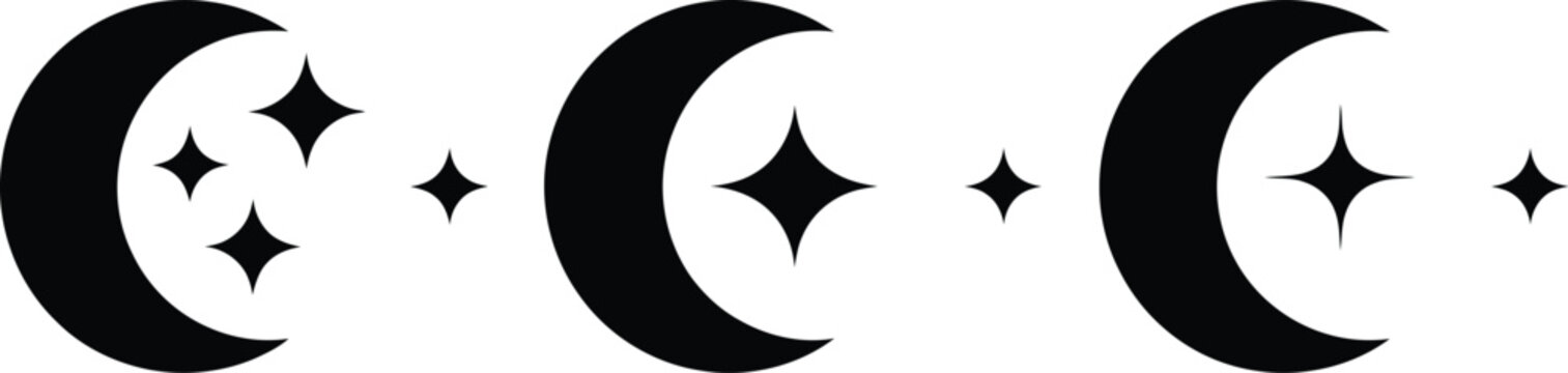 Half moon icon outline filled symbol sign night crescent vector illustration design isolated
