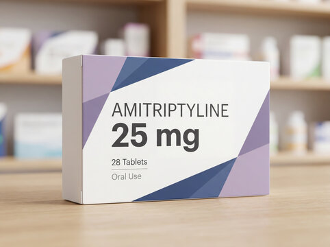 Amitriptyline 25 mg antidepressant medication in a clinical setting