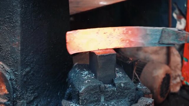 Forging steel with machines in factory	
