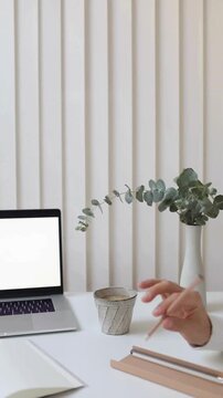 Female Freelancer Typing on Laptop for Remote Work Concept