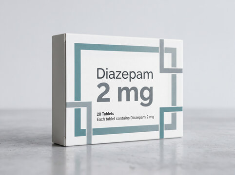 Box of Diazepam 2mg medication for anxiety relief