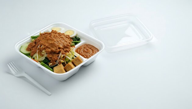 Fresh Indonesian Salad with Boiled Potatoes, Beans, and Peanut Sauce