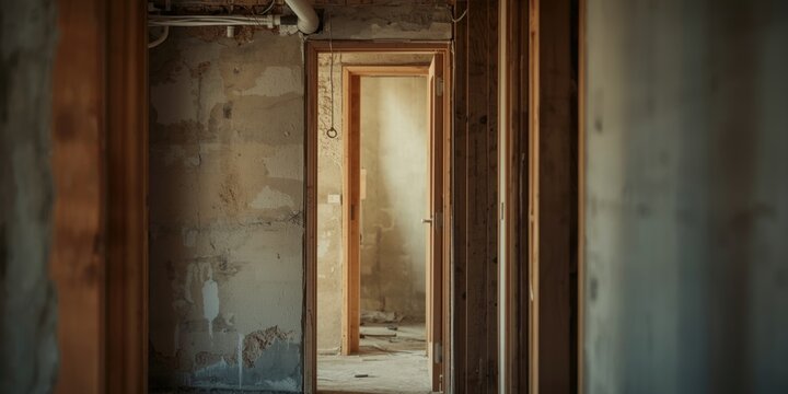 Apartment renovation focusing on unfinished wall surfaces and repair details