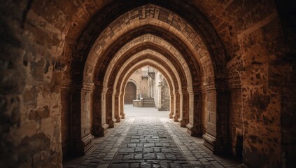 Fototapeta premium Architectural arches providing glimpses of historic surroundings
