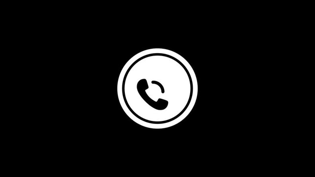 Animated incoming call icon on black background for user interface alerts