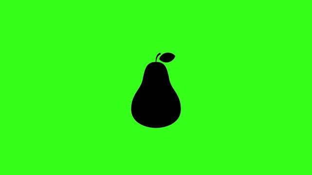 Animated pear fruit icon falling from the top with squash and stretch on a green screen background for motion graphic use