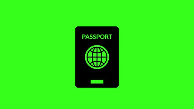 Animated passport icon on a green screen background for travel motion graphic use