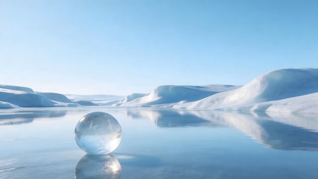 Ice sphere on frozen lake