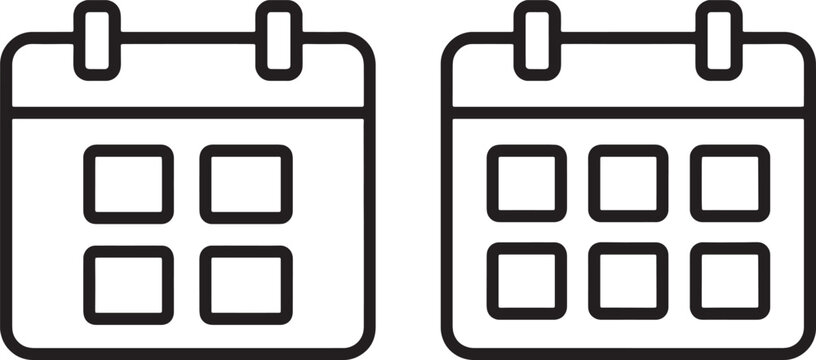 Art & Illustration, Ring bound notes agenda planner and structural row table grid timetable layout outline vector icons