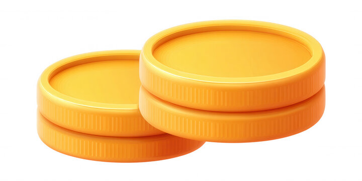 Zwei gl&auml;nzende goldene M&uuml;nzstapel als Symbol f&uuml;r finanzielles Wachstum, Reichtum und Erfolg in 3D