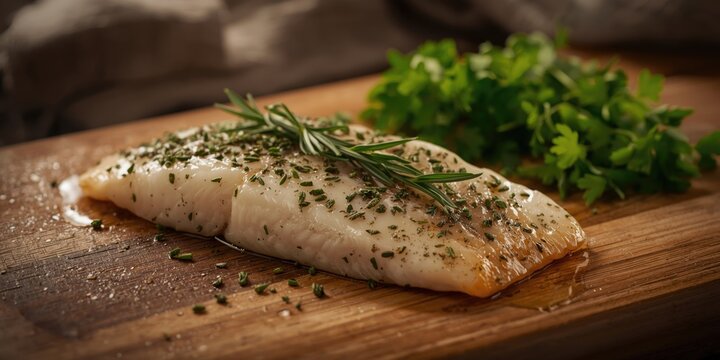Atlantic wolffish fillet marinated with fresh spices