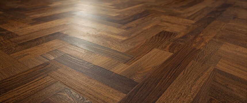 Brown chevron hardwood floor detailed texture image with emphasis on wood stain contrasts and plank finishes