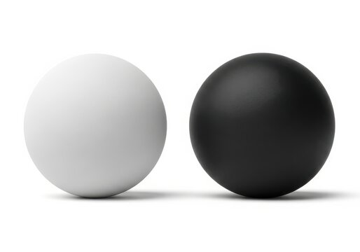 Contrasting black and white bocce balls in pristine condition isolated on white background
