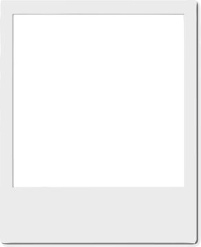 instant photo frame with white border on white background