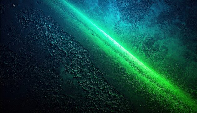 Abstrakt strukturierter Hintergrund mit einem lebendigen blau-gr&uuml;nen Farbverlauf und einem markanten diagonalen Lichtstrahl