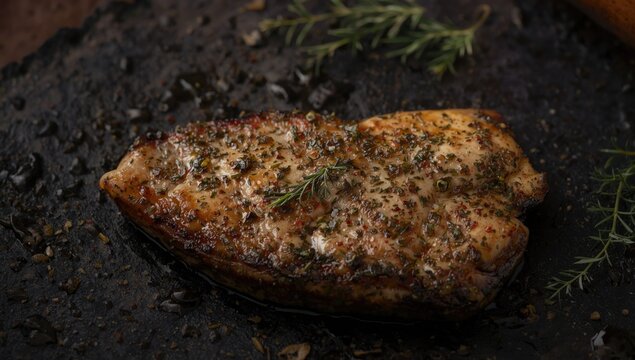 Atlantic wolffish steak prepared with a blend of herbs and spices