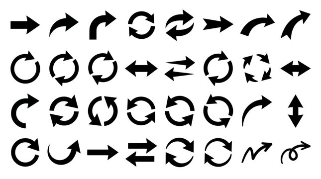 Collection of black arrows and symbols.