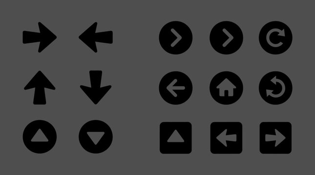Black icons for user interface buttons.