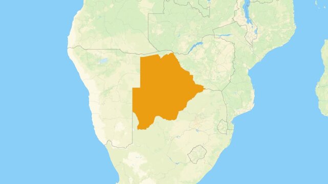 Zoom in on a Country from a Stylised World Map Botswana