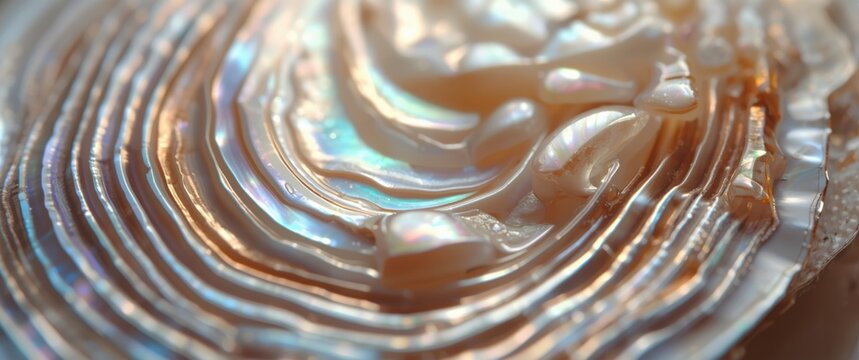 Intricate Abalone Shell Detail with Radiant Pearl Layers Macro View, Iridescent Colors