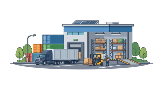 Modern Warehouse Logistics and Transportation Hub.