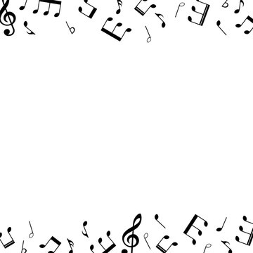 Music notes pattern on white background, vector illustration.