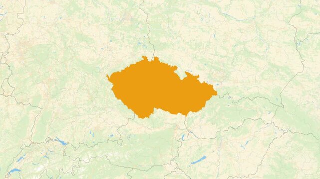 Zoom in on a Country from a Stylised World Map Czech Republic