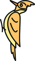Fototapeta premium Woodpecker bird character clinging to a trunk, flat cartoon illustration style