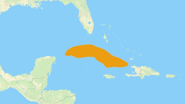 Zoom in on a Country from a Stylised World Map Cuba