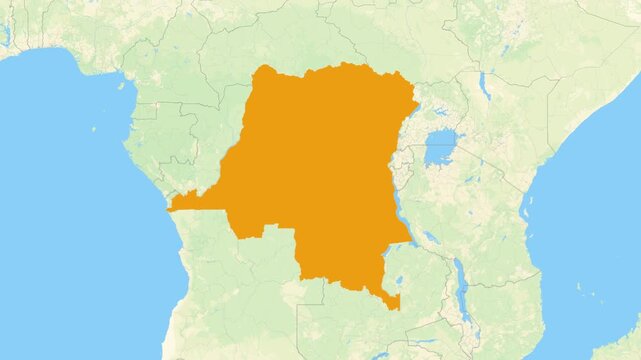Zoom in on a Country from a Stylised World Map Democratic Republic of the Congo