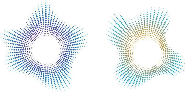 Abstract circular sound wave or equalizer design with halftone dots pattern
