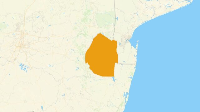 Zoom in on a Country from a Stylised World Map Eswatini