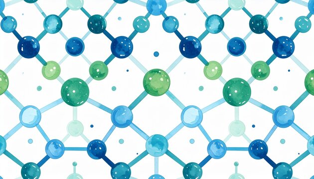 Polymer Chain Structures Seamless Pattern Scientific Illustration 2D Flat Design