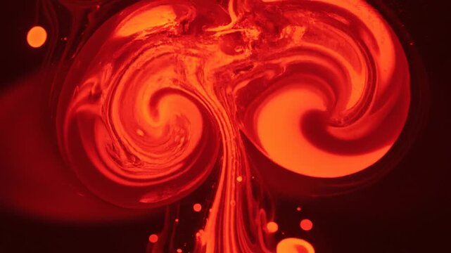 Abstract glowing red liquid swirl with vibrant flowing patterns and dynamic motion in vibrant colors