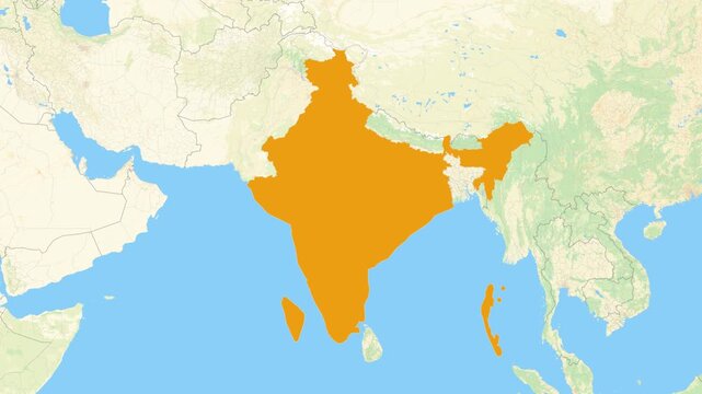 Zoom in on a Country from a Stylised World Map India