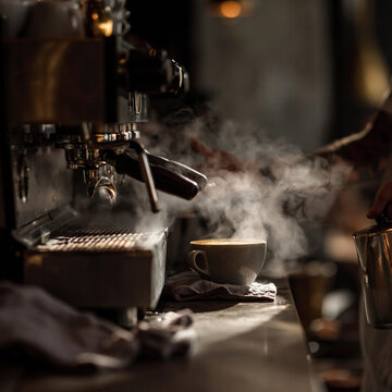 espresso machine pouring coffee