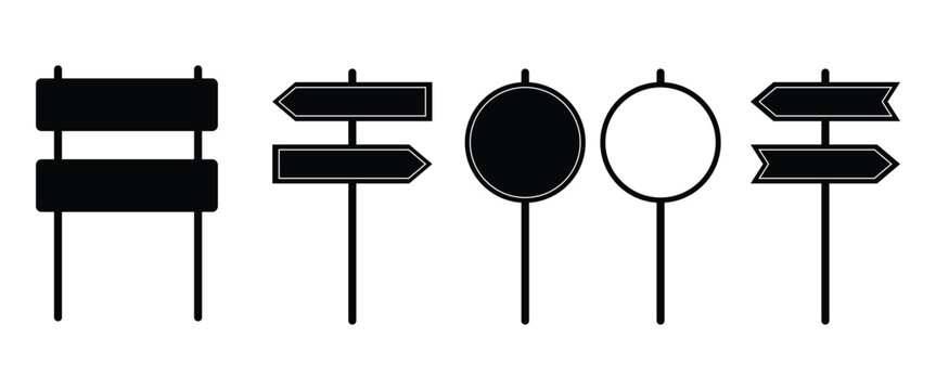 Road Barrier and Construction Roadblock Icon Set Vector with Traffic Stop Signs, Safety Fences, and Under Construction Warning Symbols in Outline and Silhouette Styles