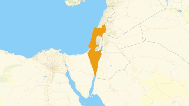 Zoom in on a Country from a Stylised World Map Israel