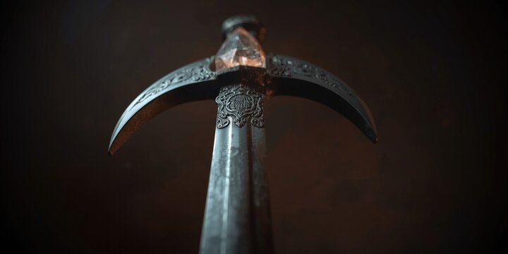 Ceremonial blade athame with crystal used in mystical practices