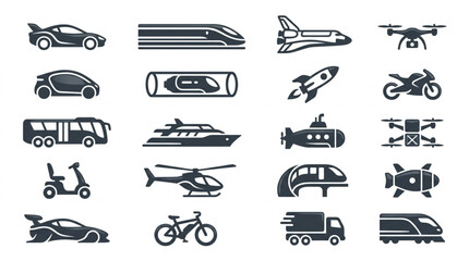 Collection of modern transportation vehicles and modes of travel. © Gerda