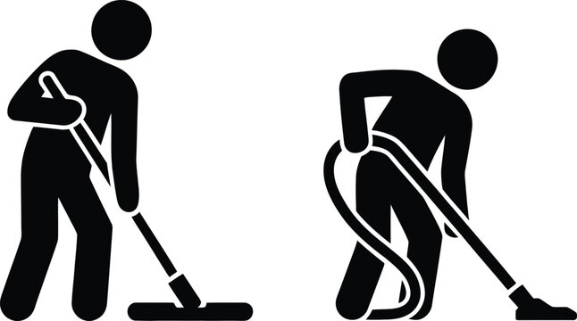 Person mopping floor with two different techniques
