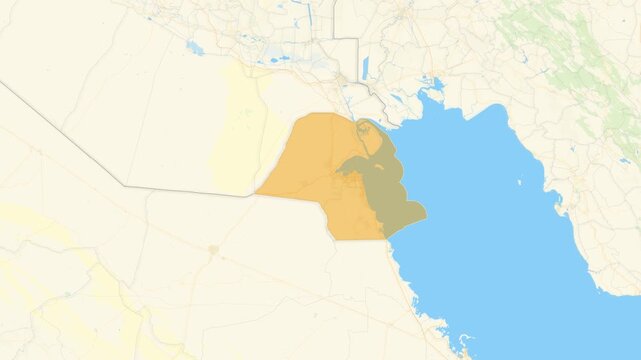 Zoom in on a Country from a Stylised World Map Kuwait