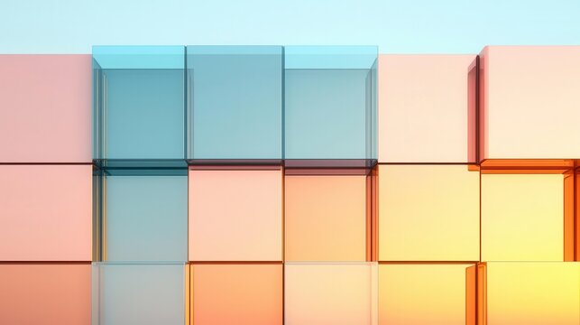 Abstract modular architecture, stacked cubes and glass elements, luxury residence design, 3D render, ultramodern style, futuristic building concept