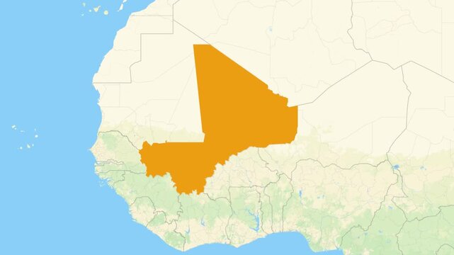 Zoom in on a Country from a Stylised World Map Mali